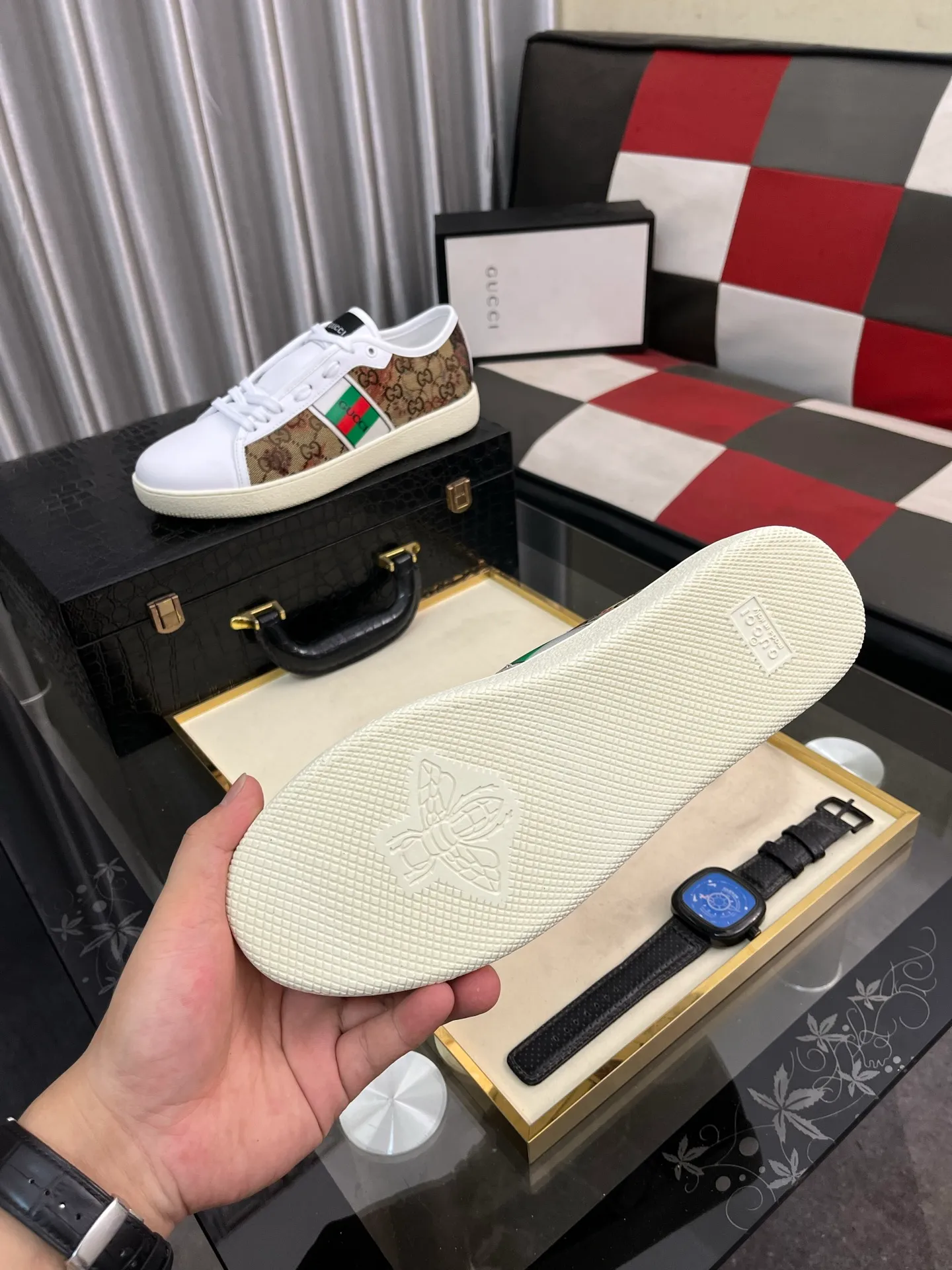 Men's Men's Shoes💰400⌚️⌚️" GUCCI" New official website • Same style, latest • hot style casual shoes, top brand [seduce] luxury ~ purchasing agency, top ~ quality. Products sold at the counter [strong] Original embossed calfskin fabric ➕ Comfortable sheepskin lining, code number: 38-443️⃣colors available